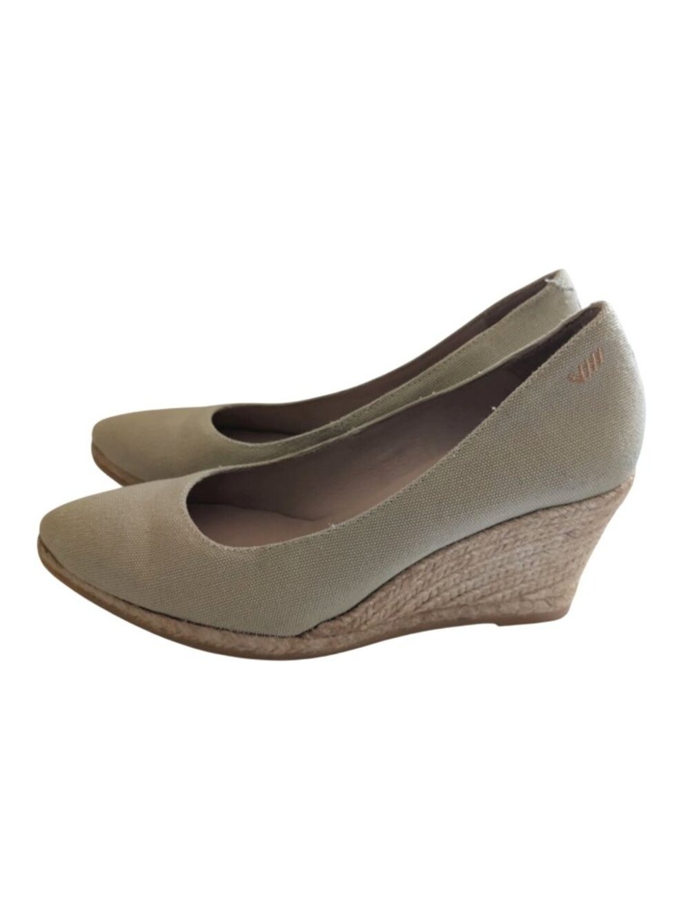 Viscata Barcelona Beige Canvas Espadrille Wedge Pumps Womens EU 37 US 6.5